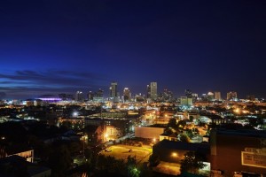 City views at night from our boutique hotel in New Orleans