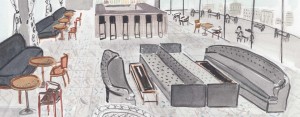 Sketch of furniture in Hot Tin in New Orleans