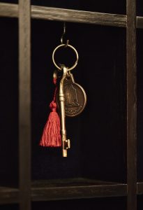 The Pontchartrain room key at the front desk