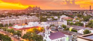 New Orleans view ad sunset stock image
