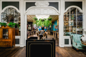 Entryway to the dining room of Jack Rose restaurant in New Orleans